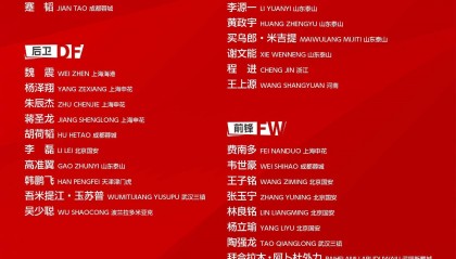 国足名单俱乐部分布:国安7人最多,申花、泰山各6人