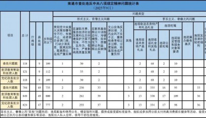 2025年9月南通市查处违反中央八项规定精神问题118起