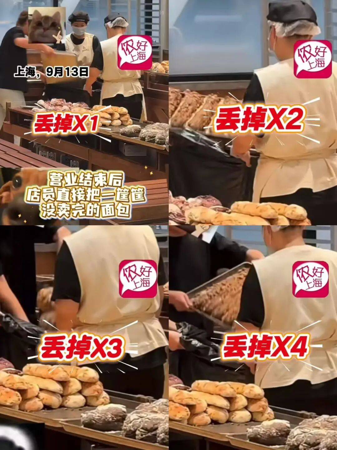 看着心疼！上海网红店将没卖掉的面包整框扔了？网友吵翻
